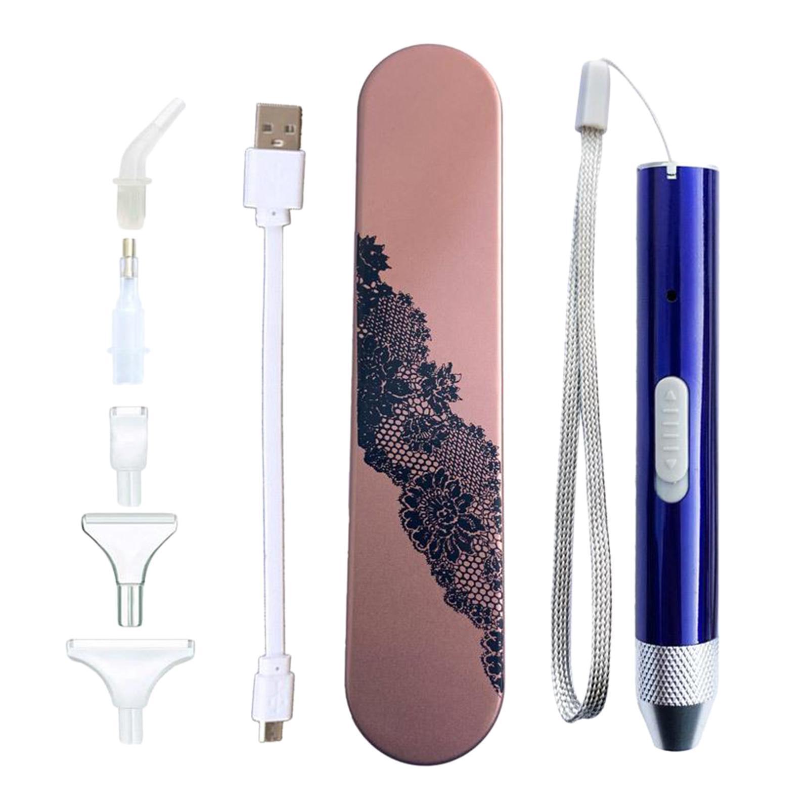 5D Diamond Painting Point Drill Pen, Square Round Drill DIY Accessories Lighting Diamond Painting Tool with USB Cable and Storage Bag