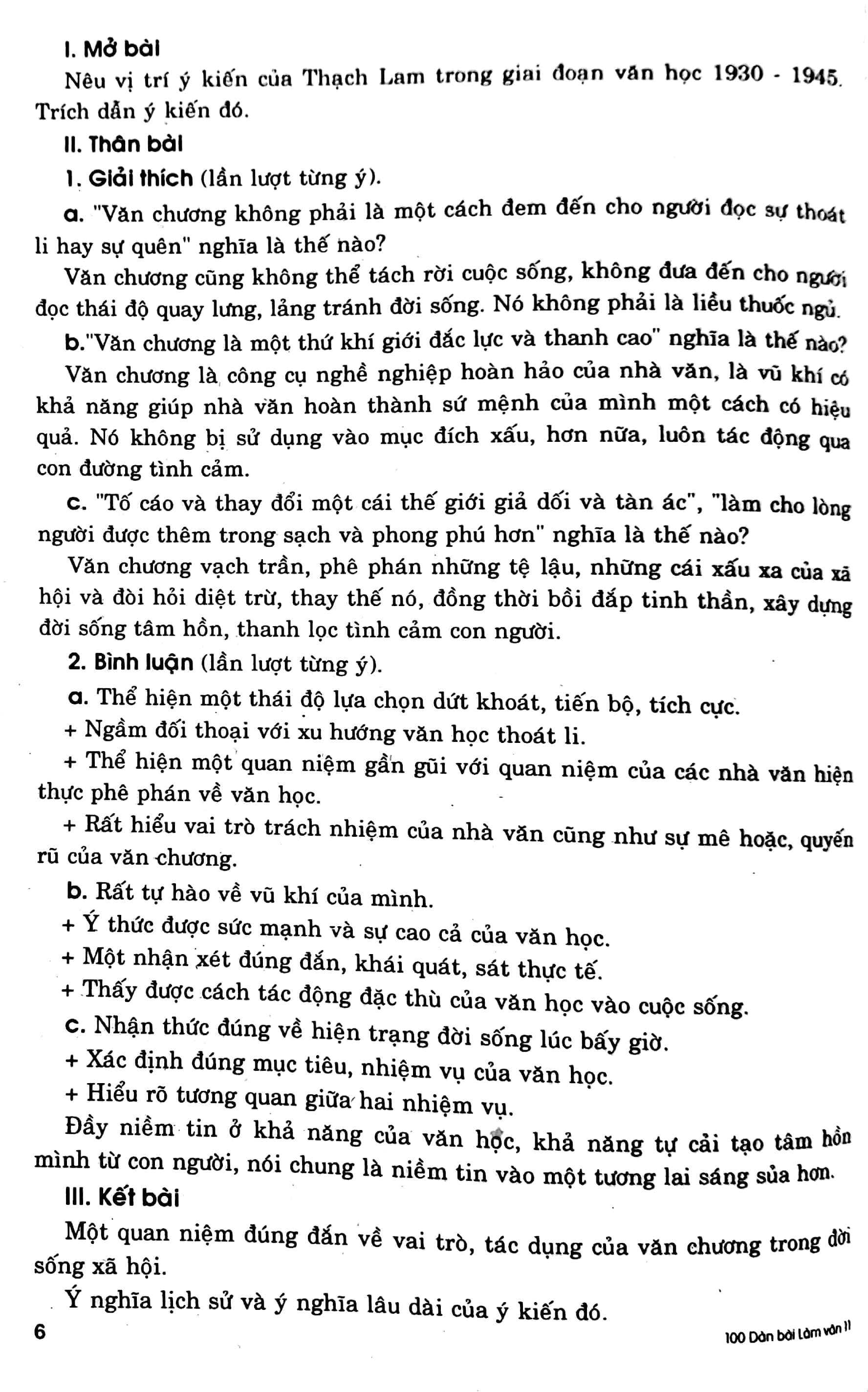 100 Dàn Bài Chi Tiết Làm Văn Lớp 11