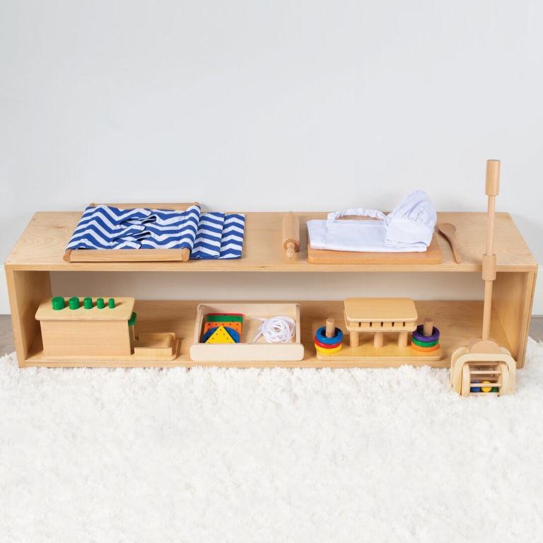 Kệ gỗ montessori Đựng Đồ Chơi Cho Bé, Đồ Dùng Trẻ Em, Bỉm Sữa,Sách Vở Chất Liệu Gỗ Thông tự nhiên