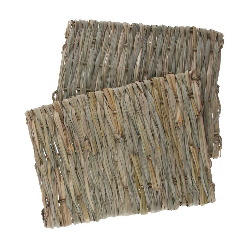 2x Handwoven Straw Rabbit Cage Mat Hamster Rabbit Squirrel House Sleep Bed