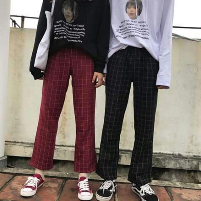 Quần baggy caro unisex ống suông ulzzang