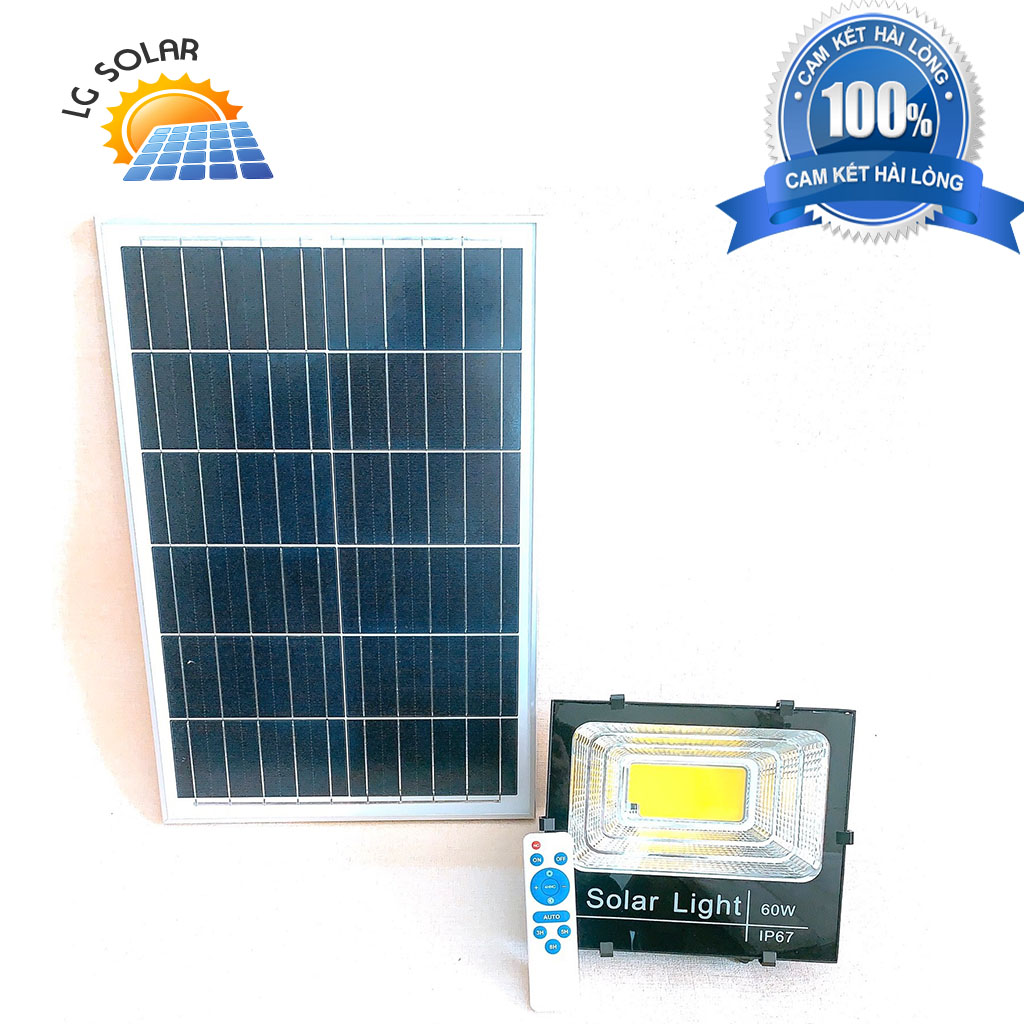 Đèn Pha Năng Lượng Mặt Trời 100w Vỏ Nhôm Sáng Nguyên Đêm