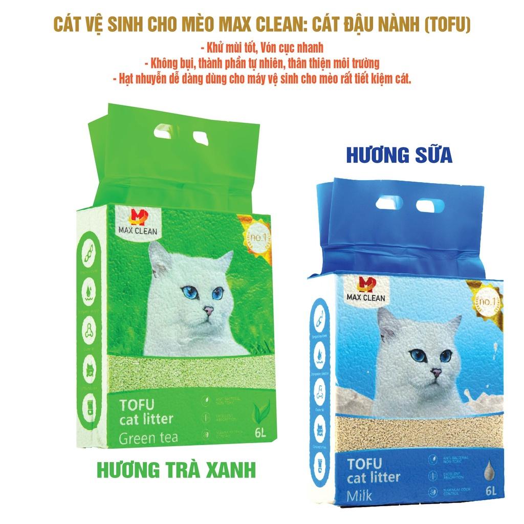 1 THÙNG 6 BỊCH Cát Đậu Nành Max Clean Cát Tofu Vệ Sinh Cao Cấp Cho Mèo Siêu Vón Cục Không Bụi- HeLiPet