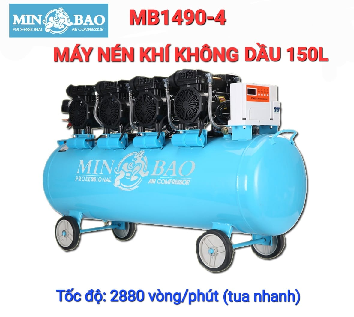 MÁY NÉN KHÍ KHÔNG DẦU (XANH) 1490WX4 MB1490-4MBKD14904 MINBAO - HÀNG CHÍNH HÃNG