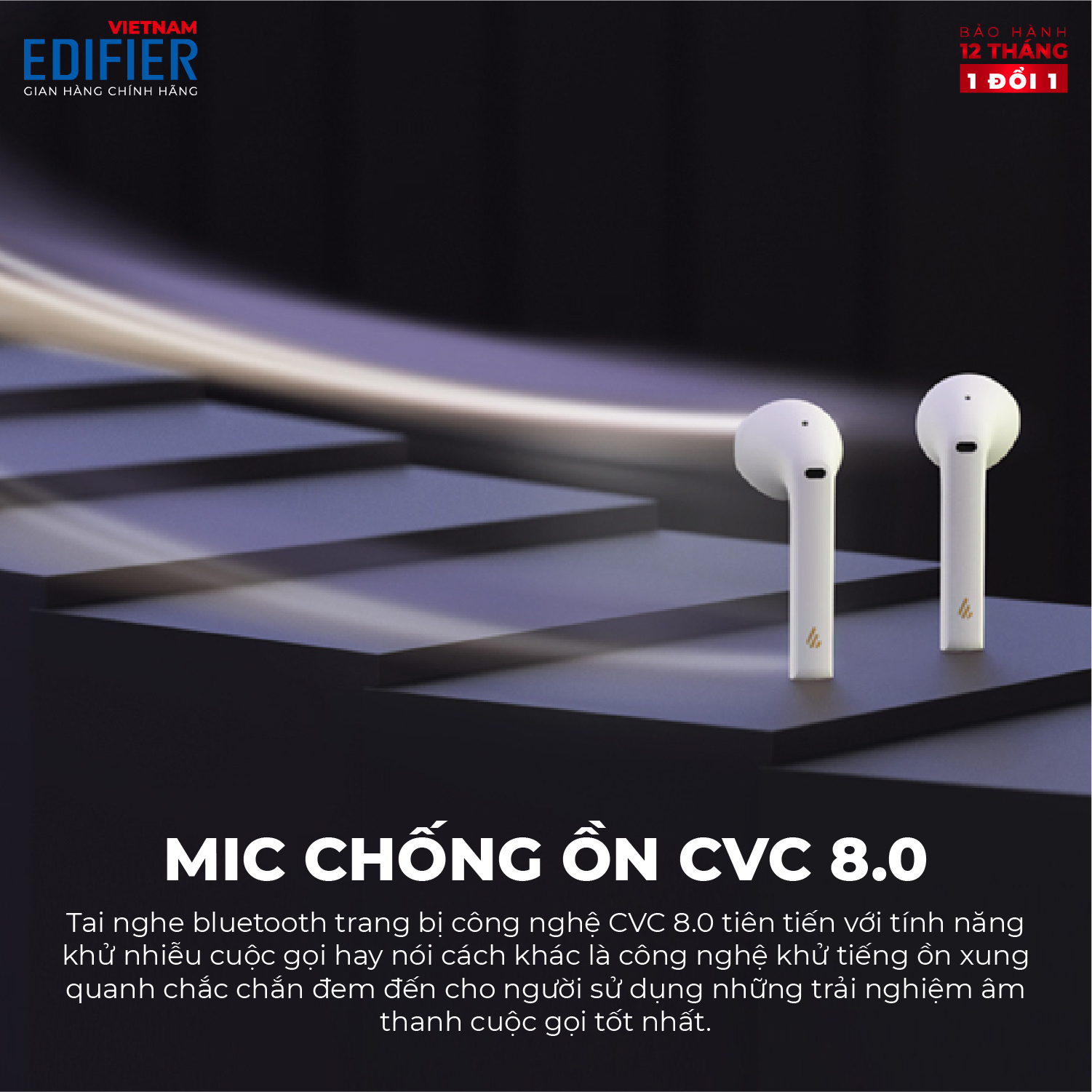 Tai nghe Bluetooth 5.0 EDIFIER TWS200 Plus Bản quốc tế mới nhất Thời gian hoạt động 24 giờ Chống ồn CVC 8.0 Chip APTX - Hàng phân phối chính hãng