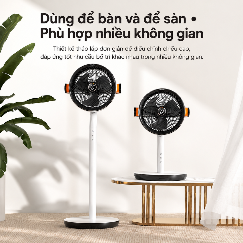 Quạt tuần hoàn không khí động cơ biến tần 32 tốc độ gió thương hiệu Hà Lan Philips ACR4144CF Serial 4000 - Hàng nhập khẩu