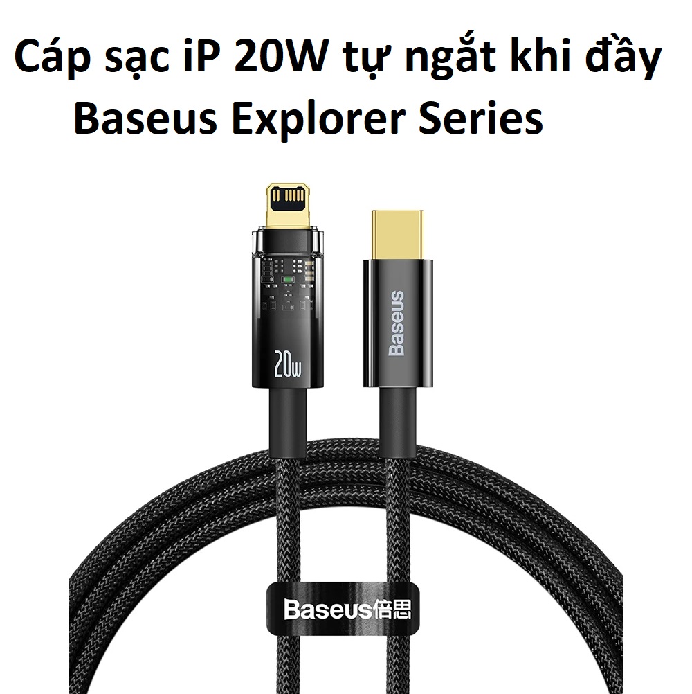 Cáp sạc dành cho iPhone PD20W tự ngắt khi đầy Baseus Explorer Series CATS000001 -Hàng Chính hãng