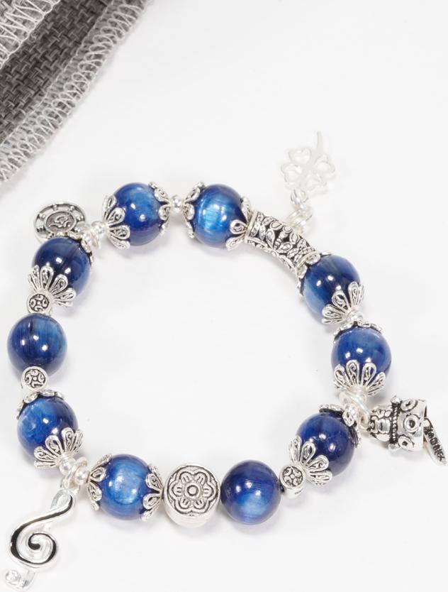 Vòng Đá Kyanite Phối Charm Nốt Nhạc Bạc Ngọc Quý Gemstones