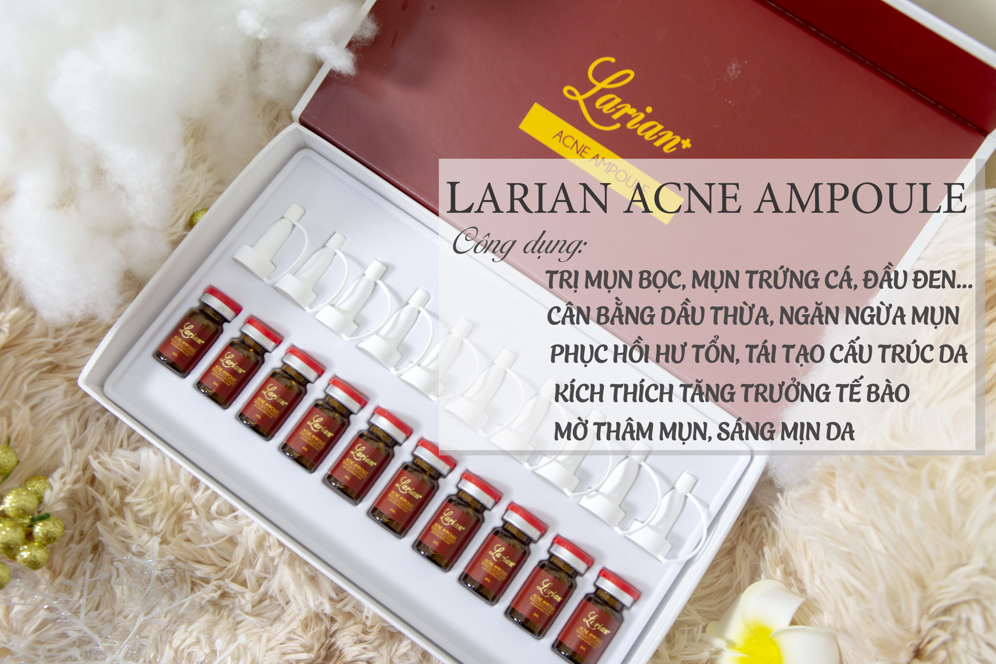 Tế bào gốc Mụn Dna Cá Hồi &quot;Larian Acne Ampoupe&quot; xoá sạch mụn, loại bỏ thâm sẹo ( hộp 10 lọ )