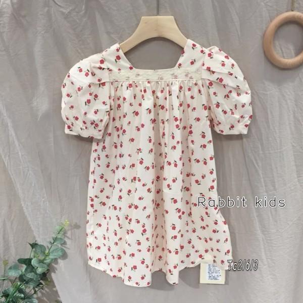 ĐẦM HOA ĐỎ VIỀN REN -CP KID
