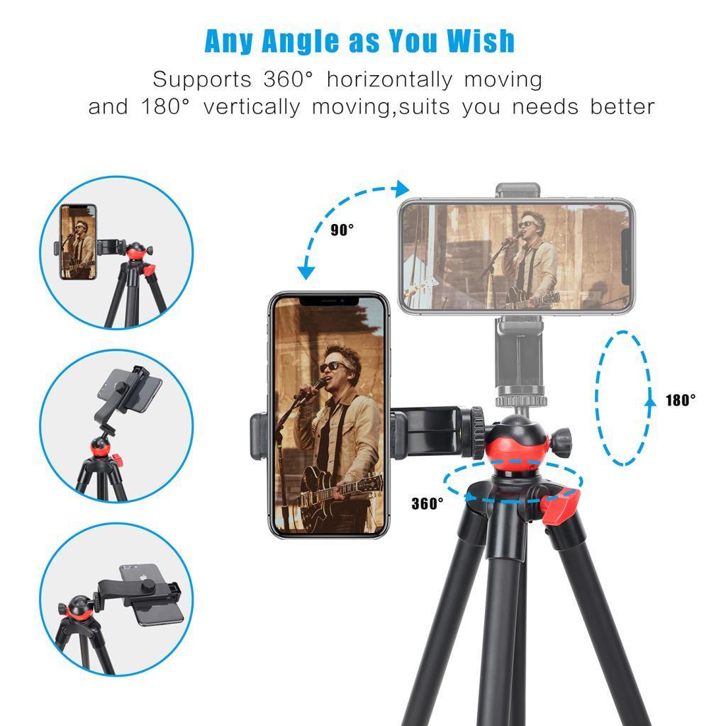 T60 4 section Mobile Phone Holder + Bluetooth Remote Control Camera Tripod