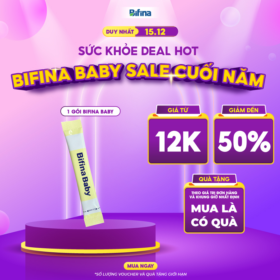 Men vi sinh Bifina Baby Nhật Bản-Lẻ 1 gói - Lợi khuẩn chiến binh cho trẻ sơ sinh Viêm da cơ địa và ruột hoại tử , chàm sữa, dị ứng...