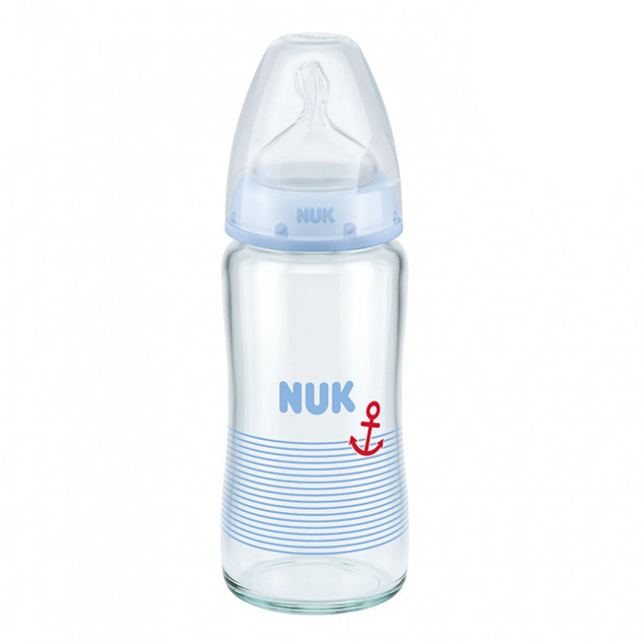 Bình Sữa NUK Thủy Tinh (240ml) Núm Ti Silicone S1 (Size M) NU66128