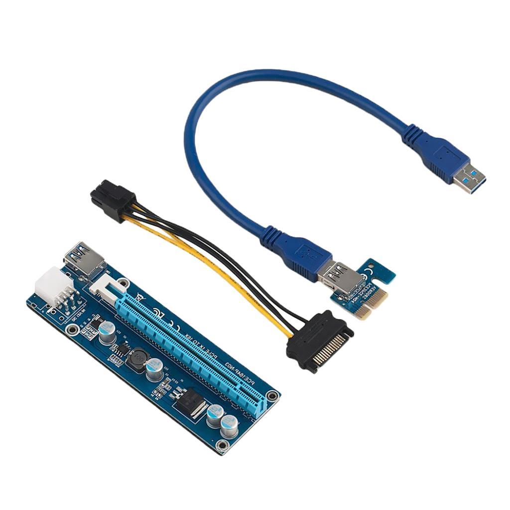 6pcs PCIe Riser Card PCI-E 16x to 1x Powered Riser Adapter Card Set