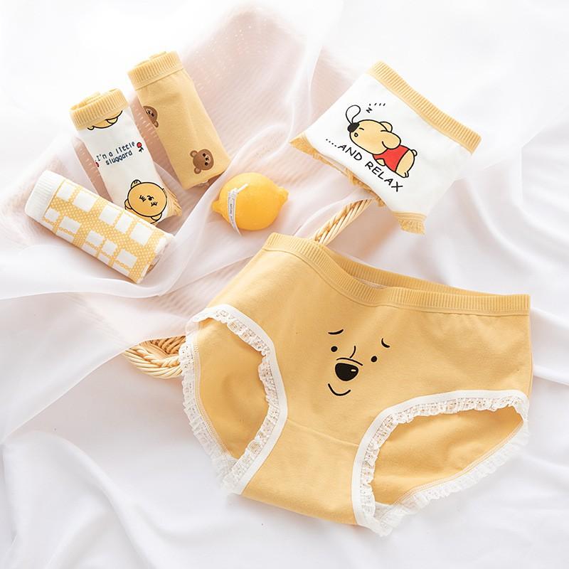 Quần Lót Nữ ️️Quần lót nữ cotton Gấu vàng Cute CAO CẤP phối nơ DỄ THƯƠNG