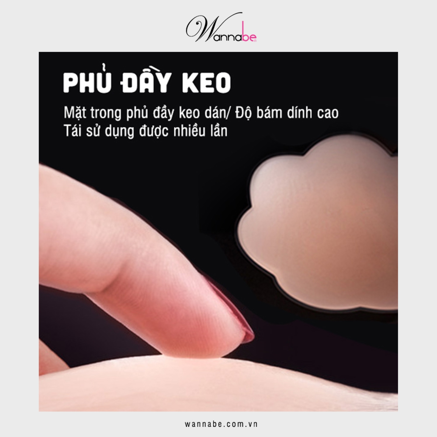 Dán silicon WANNABE DTS05 dán ngực bằng vải ren lưới thông thoáng hình hoa 7 cánh thoải mái tiện lợi