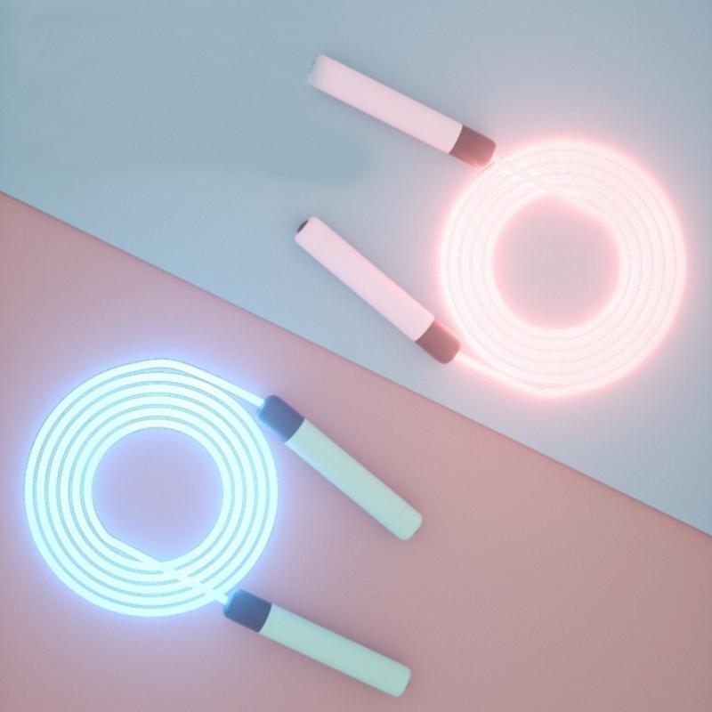 Colorfull Đêm Dây Cáp Quang Dạ Quang 2.8M 4.5Mm LED Ban Đêm Nhẹ Người Lớn Trẻ Em Trẻ Em Nhảy Dây Nhảy Có Thể Điều Chỉnh