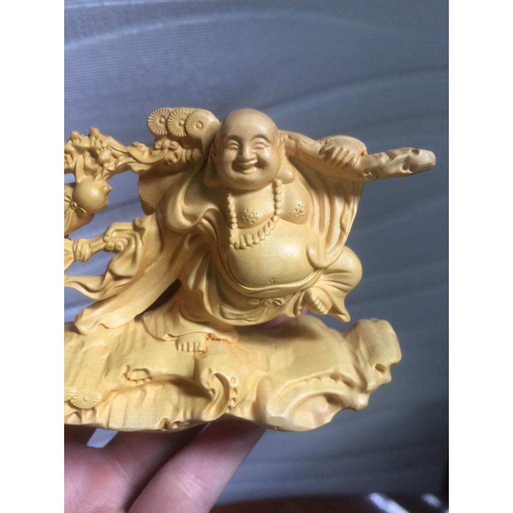 Tượng Di Lặc Kéo Bị Tiền Hoan Hỉ - Gỗ Hoàng Dương thơm dịu