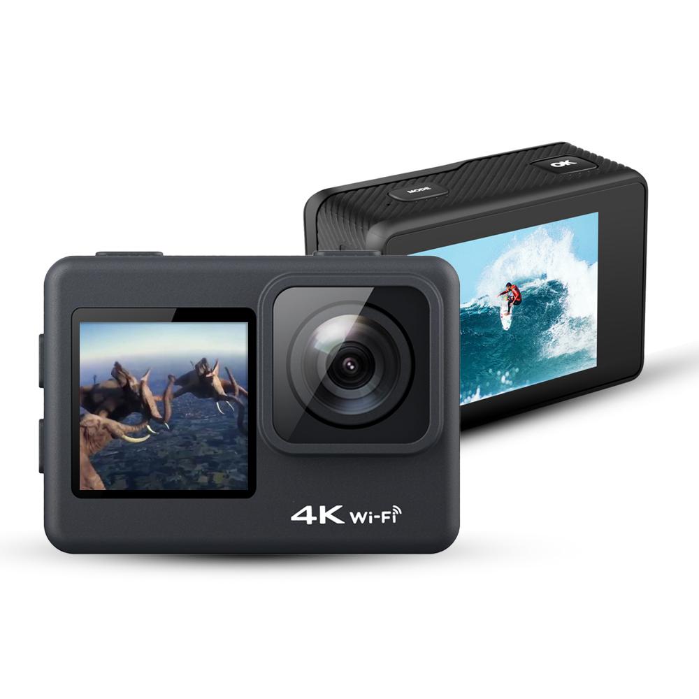 Chống nước C1 HD 4K 2.0 Touch LCD Máy ảnh thể thao EIS Xe máy Cưỡi máy ghi mũ bảo hiểm phía trước và sau màn hình kép WiFi chống lắc
