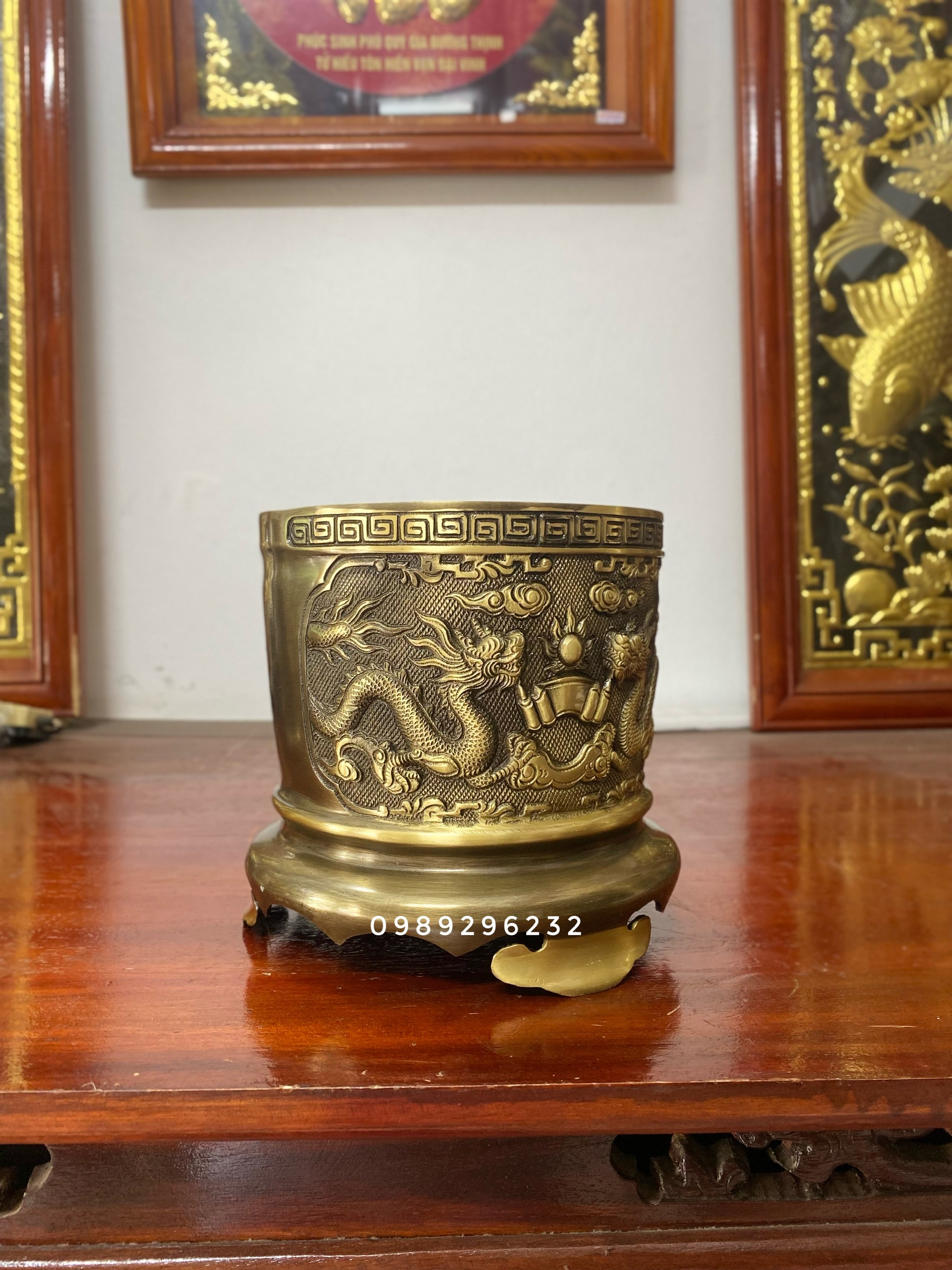 Lư hương , bát cắm nhang bằng đồng vàng hun 20