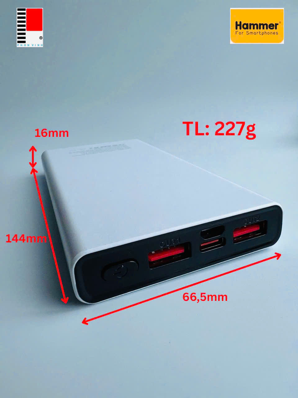 Sạc dự phòng Ham mer H-P85 22.5W - 10.000mAh, Kim Ánh cam kết hàng chính hãng bảo hành 12 tháng