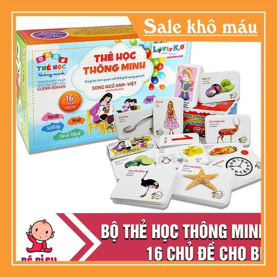 { kho sỉ } bộ thẻ học thông minh 16 chủ đề tiếng anh và tiếng việt cho bé.