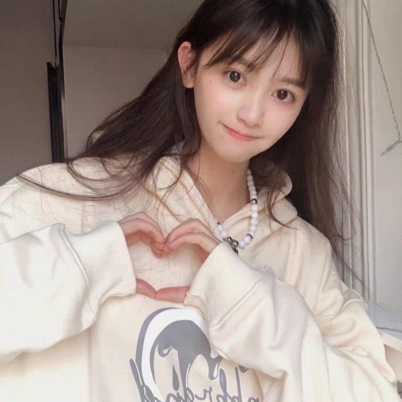 Set uzzlang áo hoodie màu kem kèm chân váy nâu kaki - Hàng chuẩn QCCC