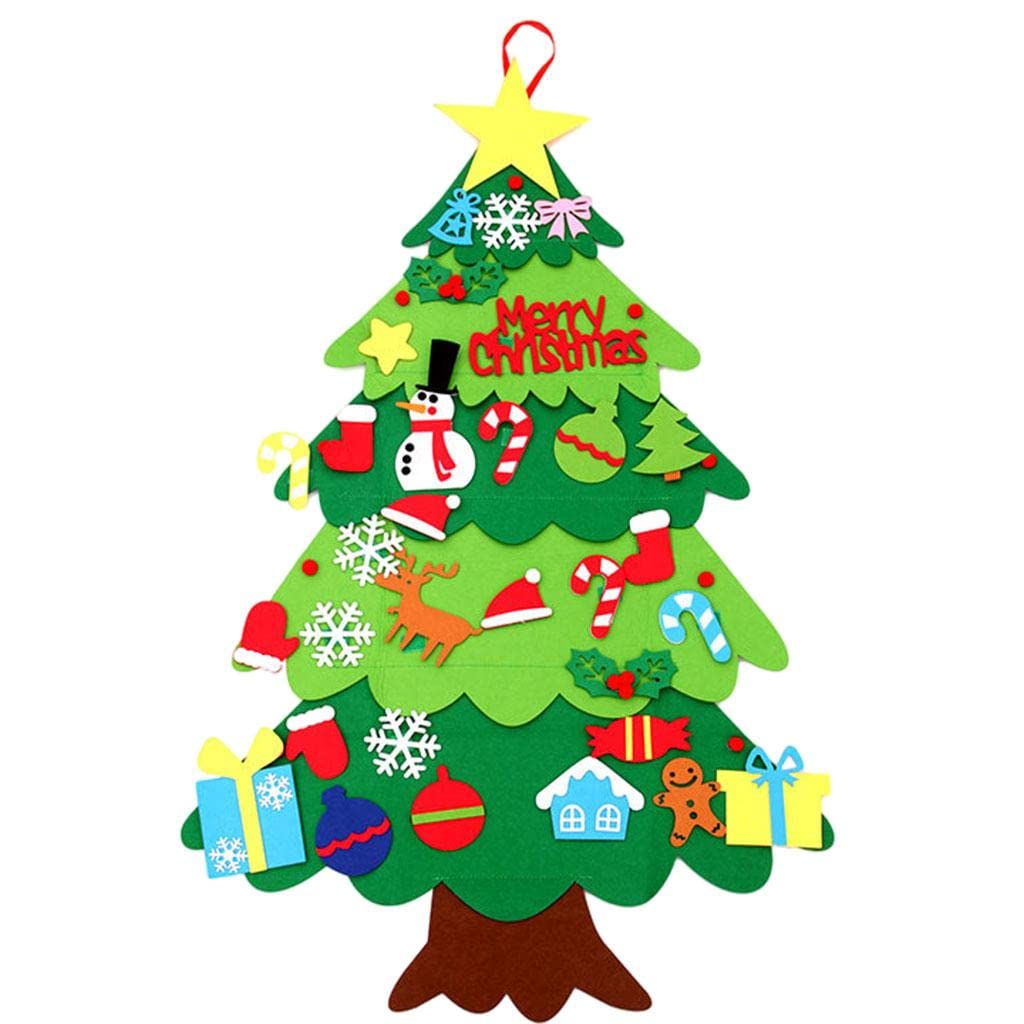 Cây thông Noel tự dán, tháo rời bằng vải nỉ dạ cao 95cm gồm 32 chi tiết cho bé tự trang trí Giáng sinh