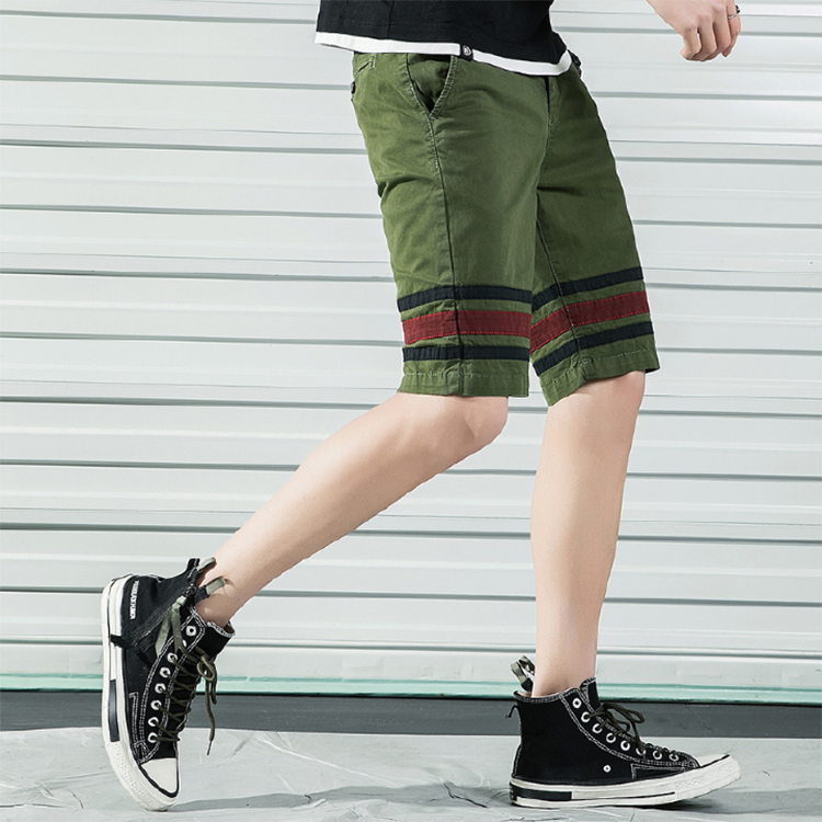 Men's cotton casual shorts summer five-point pants color insert beach pants