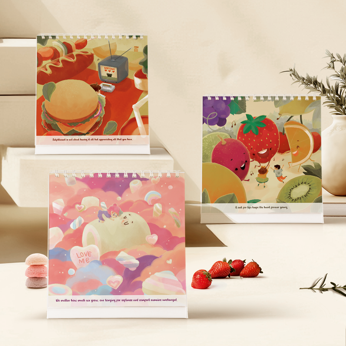 Lịch bàn 2025 SDstationery The Tastes of Life, khám phá thế giới ẩm thực và cảm xúc, minh họa đẹp, thông điệp tiếng Anh