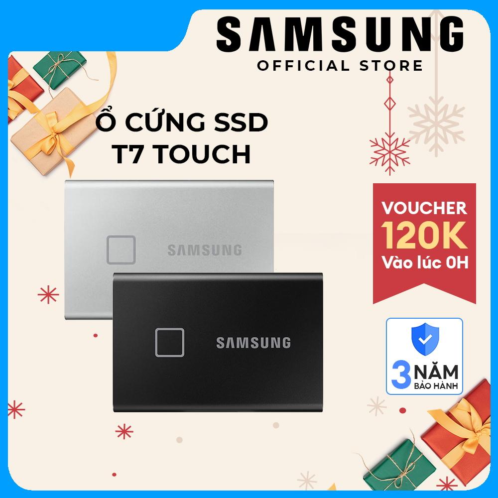 Ổ cứng di động SSD Samsung T7 Touch  màu đen USB Type C 3.2 Gen 2 NVMe - Hàng Chính Hãng Bảo hành 3 năm 1 ĐỔI MỚI 1