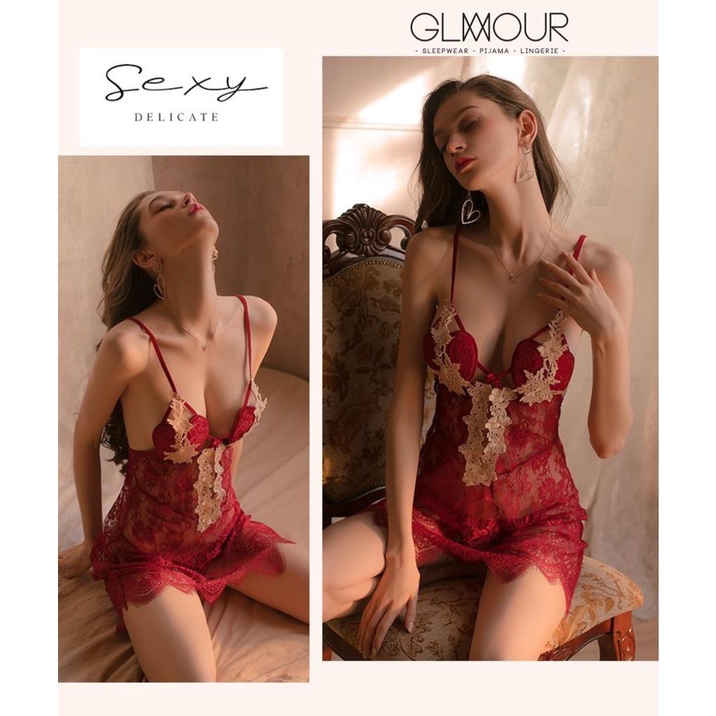 Váy ngủ 2 dây ren điệu đà quyến rũ Fall in LoveDress ngực có mút mỏng trái tim sexy