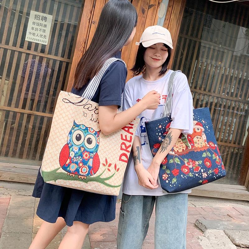 Túi vải tote nữ đeo chéo,kẹp nách Hot Trend ,vải canvas in hình thổ cẩm phù hợp đi học đi chơ, trẻ trung, năng động -TVN04