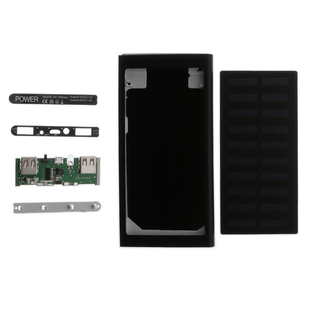 2X Solar Charger 3 In 1 Power Bank 10000mAh USB Battery For Phone Black&Gold