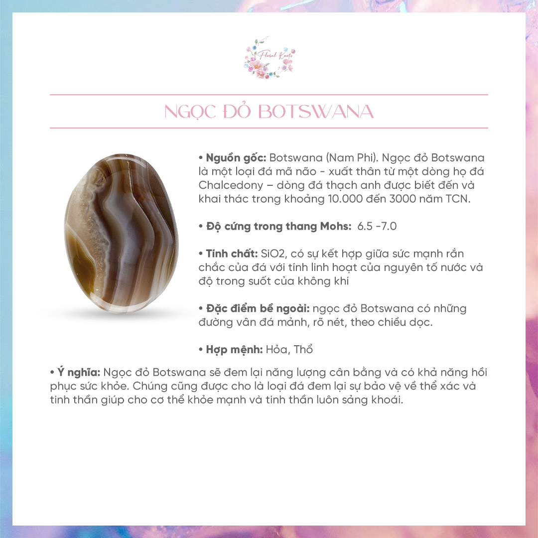 Vòng Đeo Tay Singapore Đá Thạch Anh Cầu Vòng Pastel Floral Knots