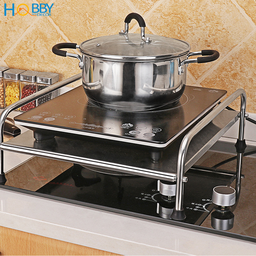 Hình ảnh Kệ để bếp từ bếp gas mini 1 tầng Hobby Home Decor KBN1 đặt trên bếp tiện dụng khó rỉ sét