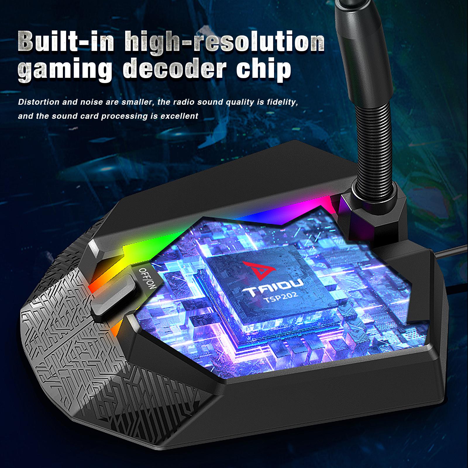 Micrô USB cho Máy tính thu nhận đa hướng 360 °  chiếu sáng RGB Cắm và có thể điều chỉnh