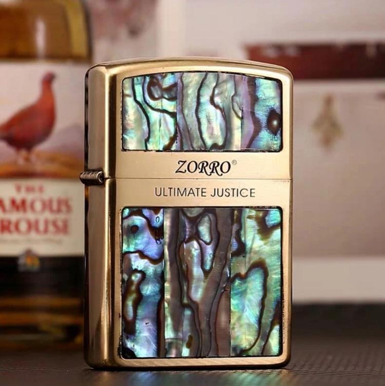 Vỏ Hột Quẹt Bật Lửa Xăng Đá Zorro Z91580 - Z91568 Bằng Đồng Nguyên Chất Khảm Trai Nhiều Họa Tiết Cực Đẹp