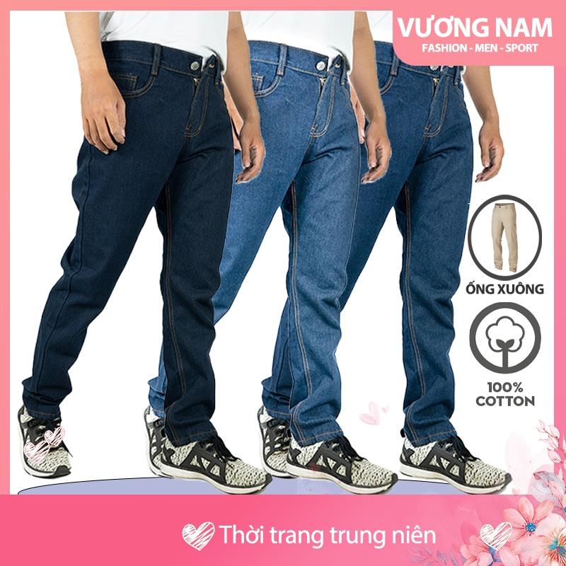 Quần jean nam ống suông trung niên chất bò trơn đẹp big size
