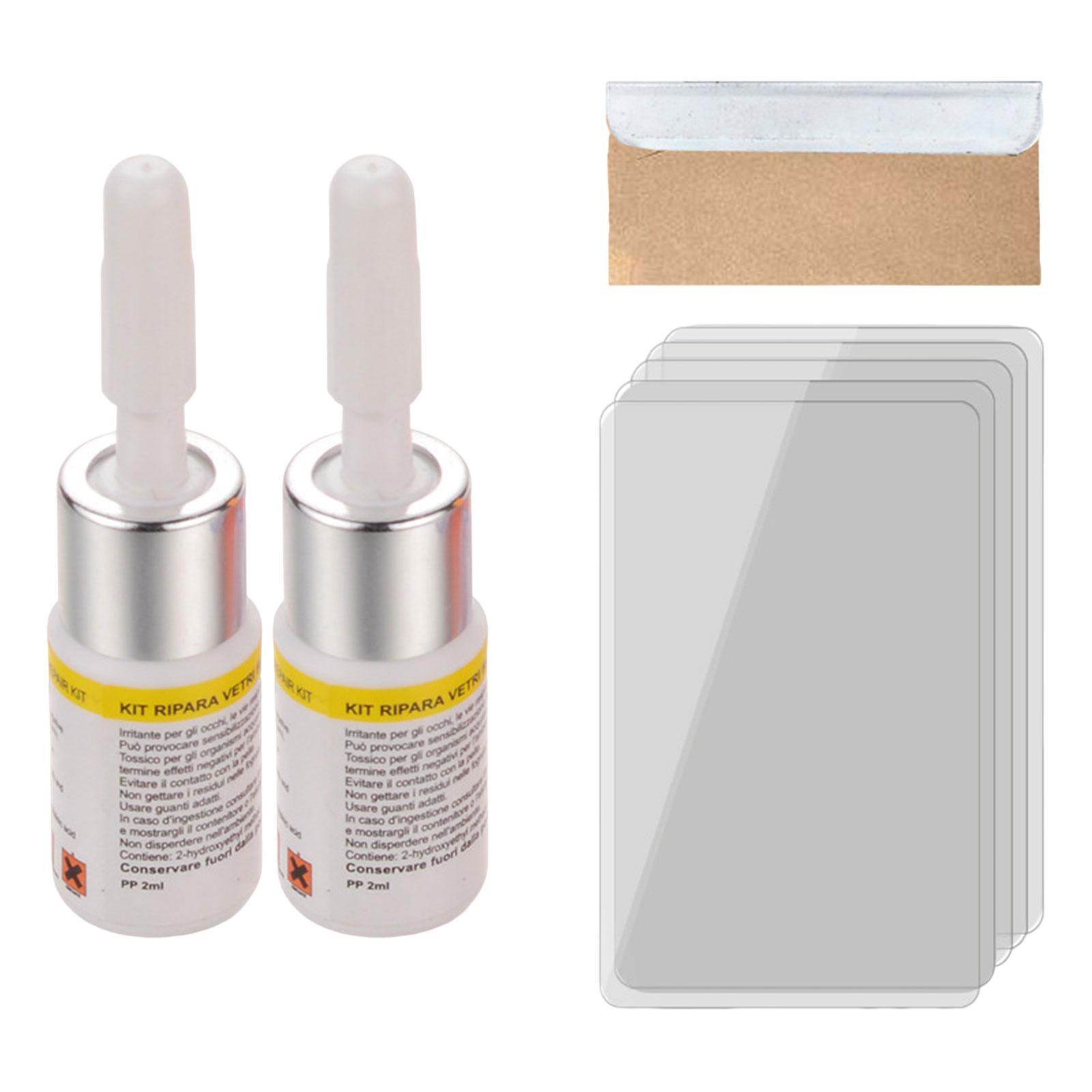 2Pcs Car Windshield Crack Repair Window Glass Set Fixing Chips Cracks Nano Fluid Filler Vehicle Glass DIY Windscreen Tool