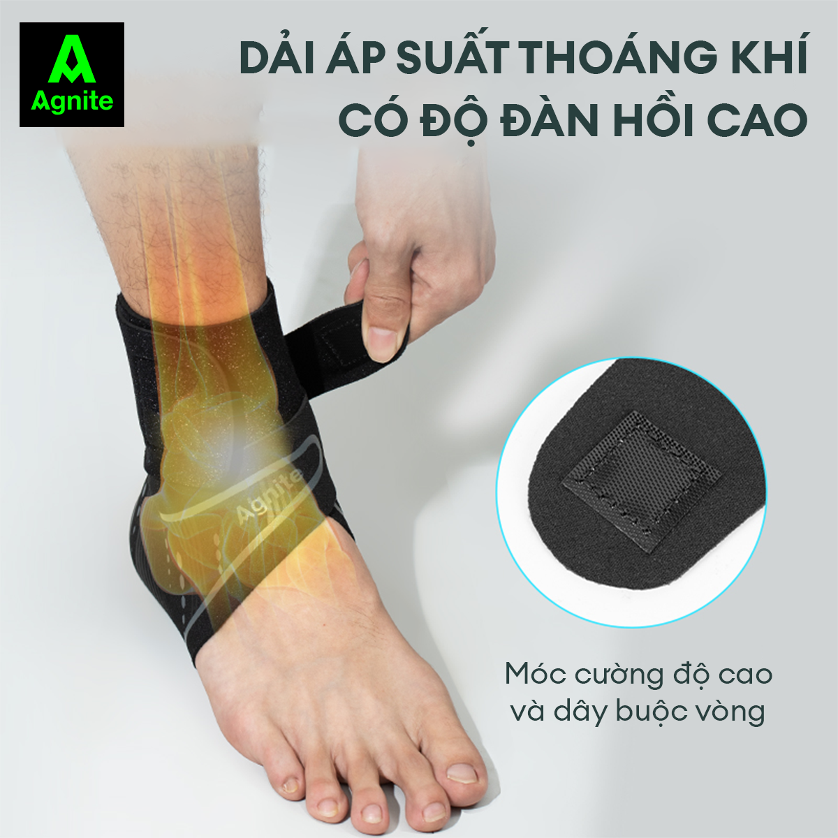 [1 đôi] Đai cổ chân, băng quấn bảo vệ mắt cá chân Agnite chính hãng, cao cấp, thích hợp sử dụng nhiều môn thể thao