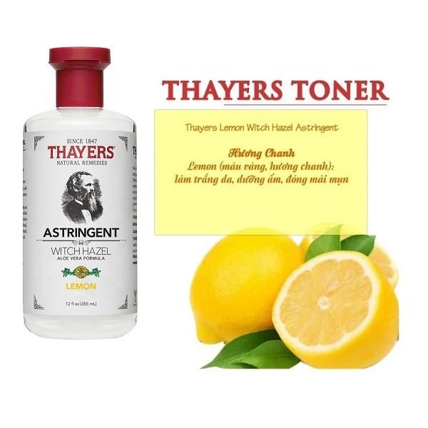 Nước hoa hồng Làm Sạch, Se Khít Lỗ Chân Lông không cồn Thayers Alcohol Free Witch Hazel Lemon 355ml