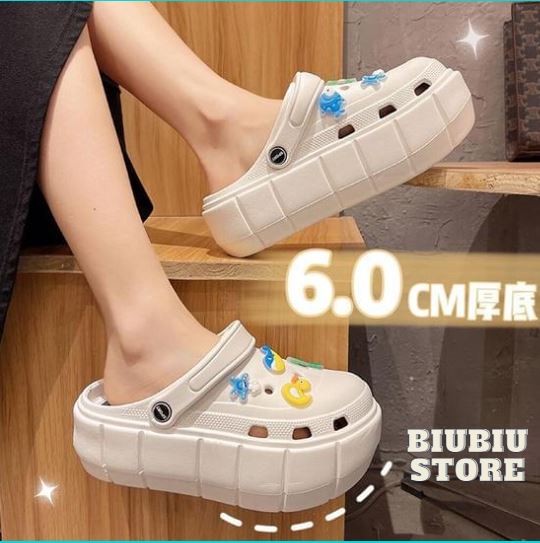 Hình ảnh Dép bánh mì Cross nữ đế 6cm siêu nhẹ kèm Sticker dễ thương - dép nữ hot trend 2022