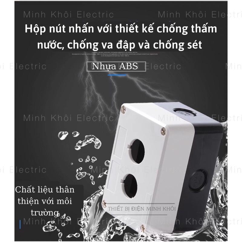 Hộp Nút Nhấn Lỗ Nhựa Phi 22 Cao Cấp, hộp điều khiển nút ấn, công tắc