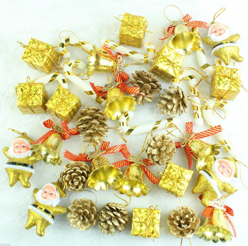 Hộp 36 Món Phụ Kiện Vàng MẪU E15 Trang Trí Giáng Sinh Noel
