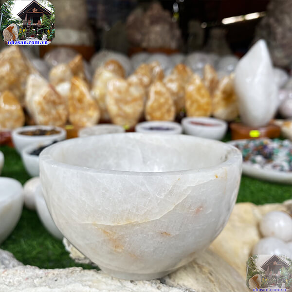 Bát đá thạch anh trắng giúp gia tăng năng lượng cho căn bếp của bạn nặng 860gr-13cm B58
