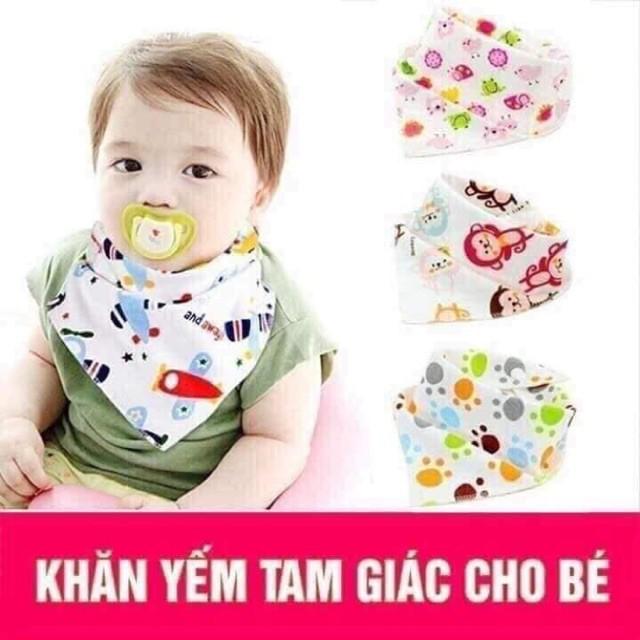 Khăn Yếm Tam Giác Cotton 2 Lớp Cúc Bấm