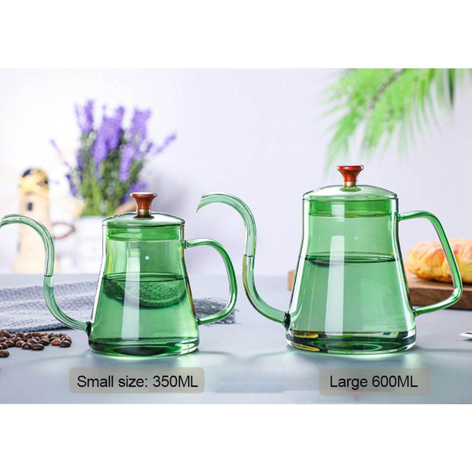 Glass Tea Pour Over Kettle Premium Grade with Lid for Drip Coffee Hand-Made Coffee and Tea Brewing
