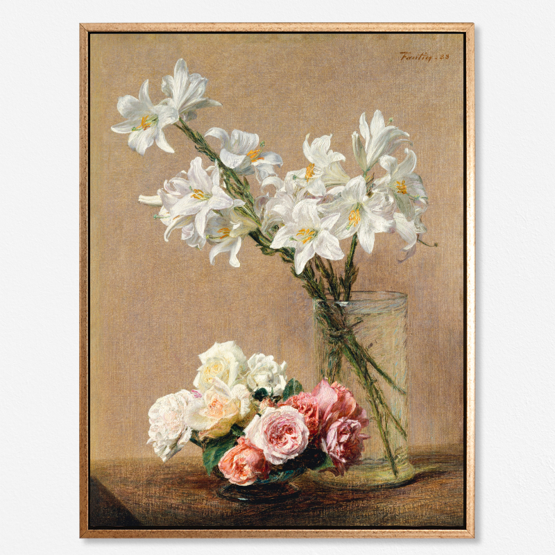 Tranh in canvas treo tường danh hoạ Henri Fantin–Latour &quot;Roses and lilies