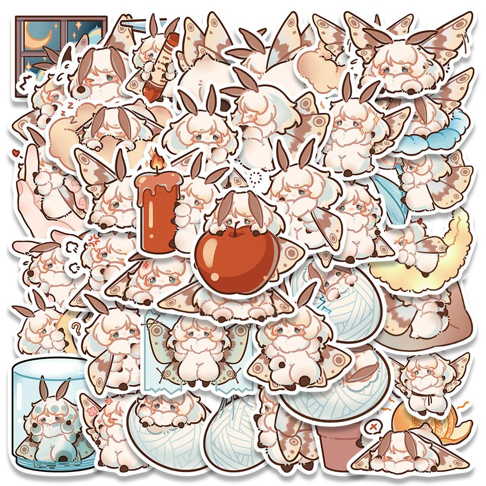 Sticker bướm đêm chibi hoạt hình cute trang trí mũ bảo hiểm, guitar, ukulele, điện thoại, sổ tay, laptop-mẫu S81